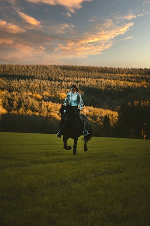 a man riding a horse