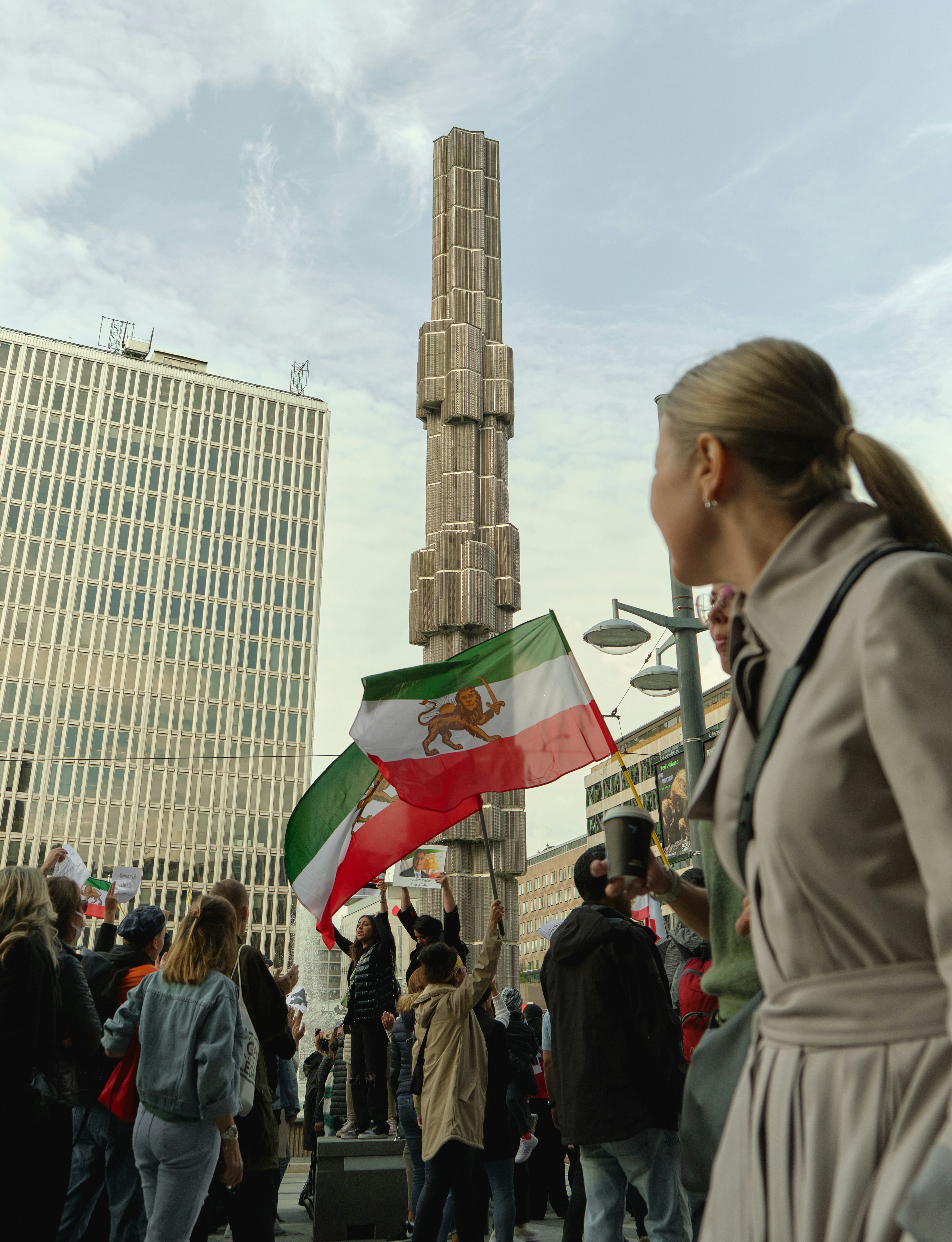 a person holding a flag