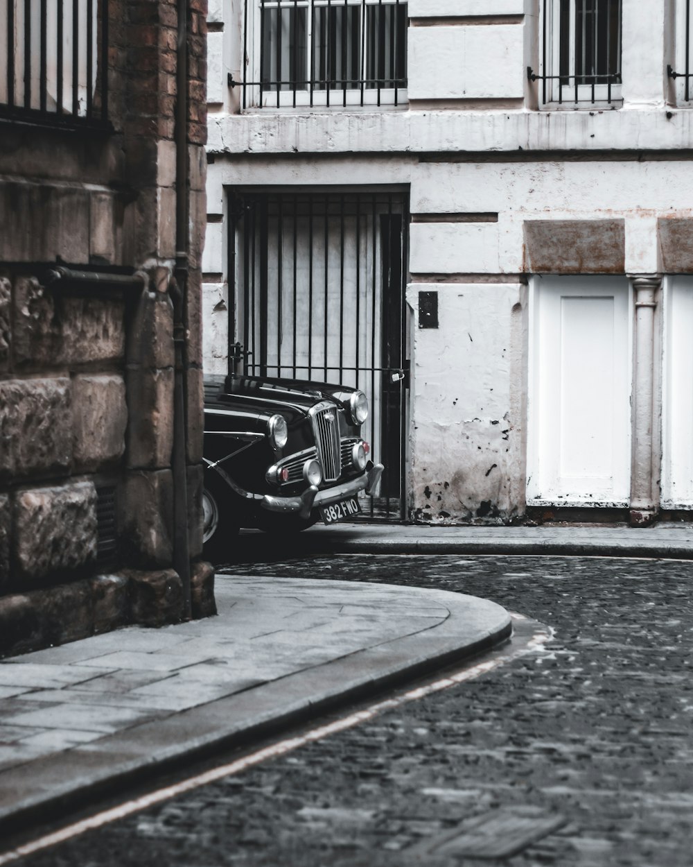 a car parked in a garage