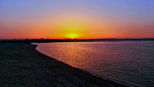 A serene sunset over a tranquil beach, symbolizing the beauty of travel after retirement.
