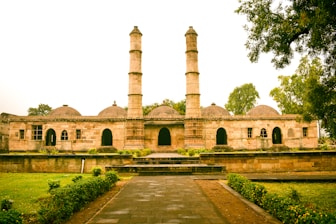 a large building with towers
