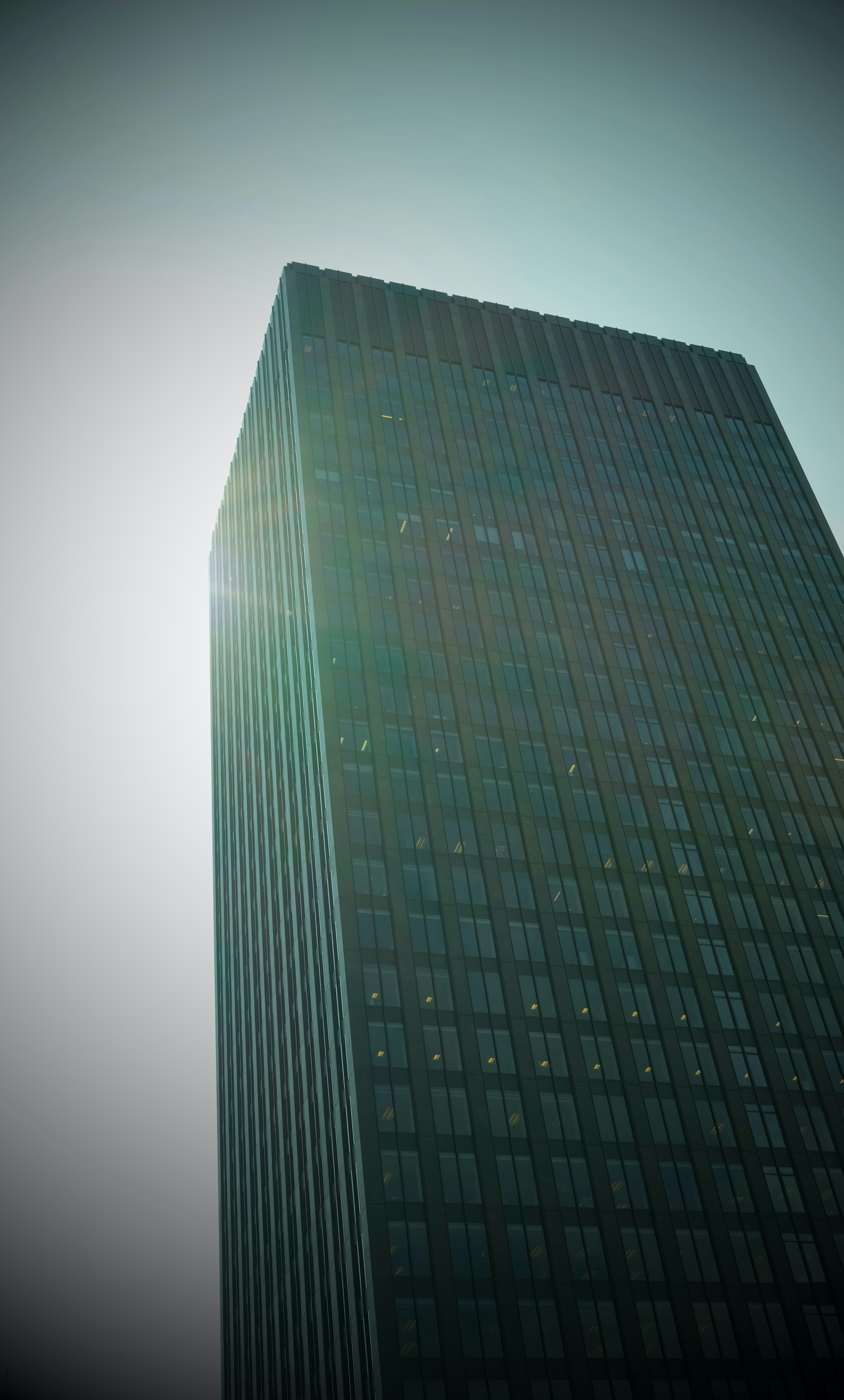 a tall glass building