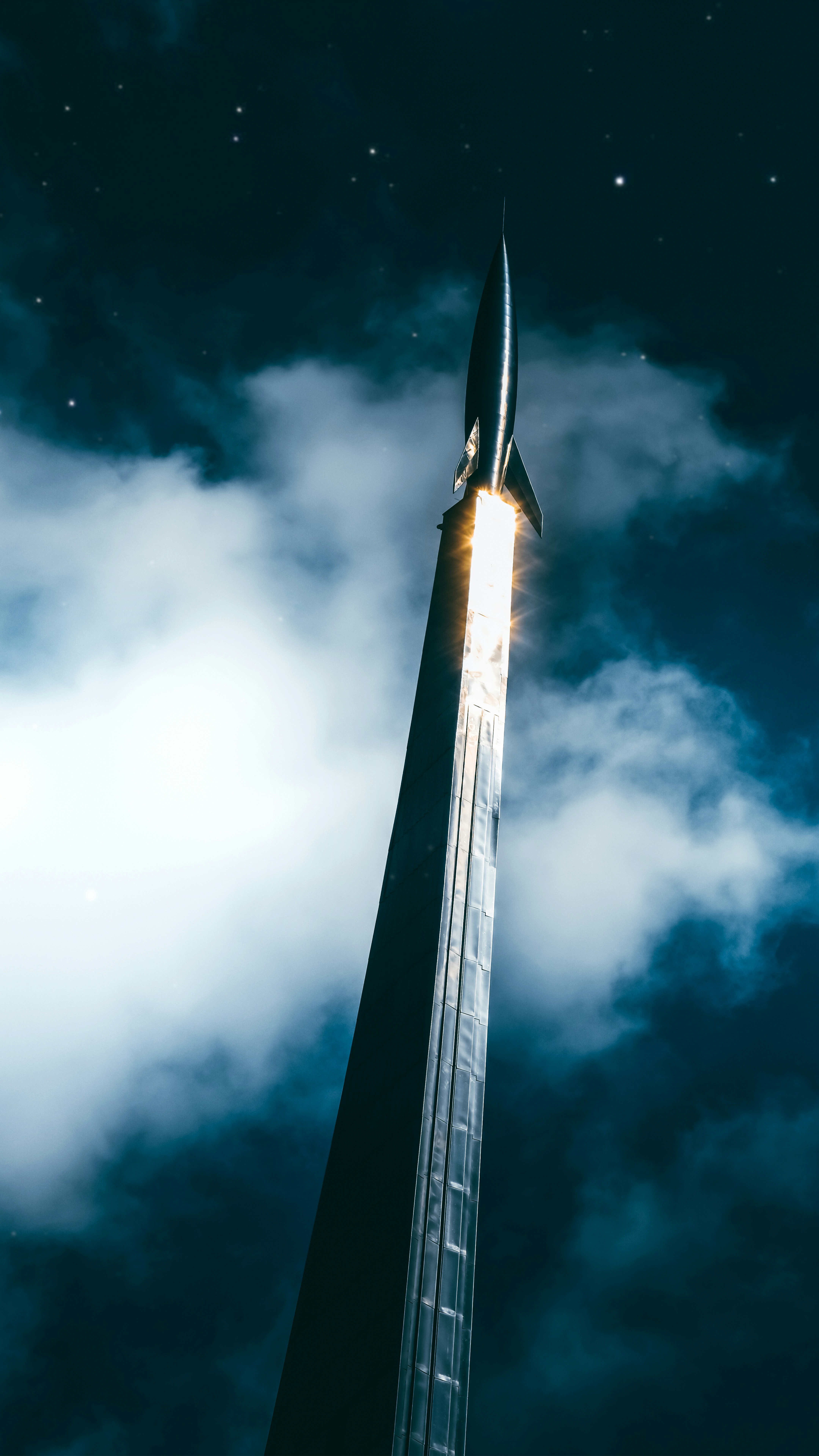 Eine Rakete am Himmel