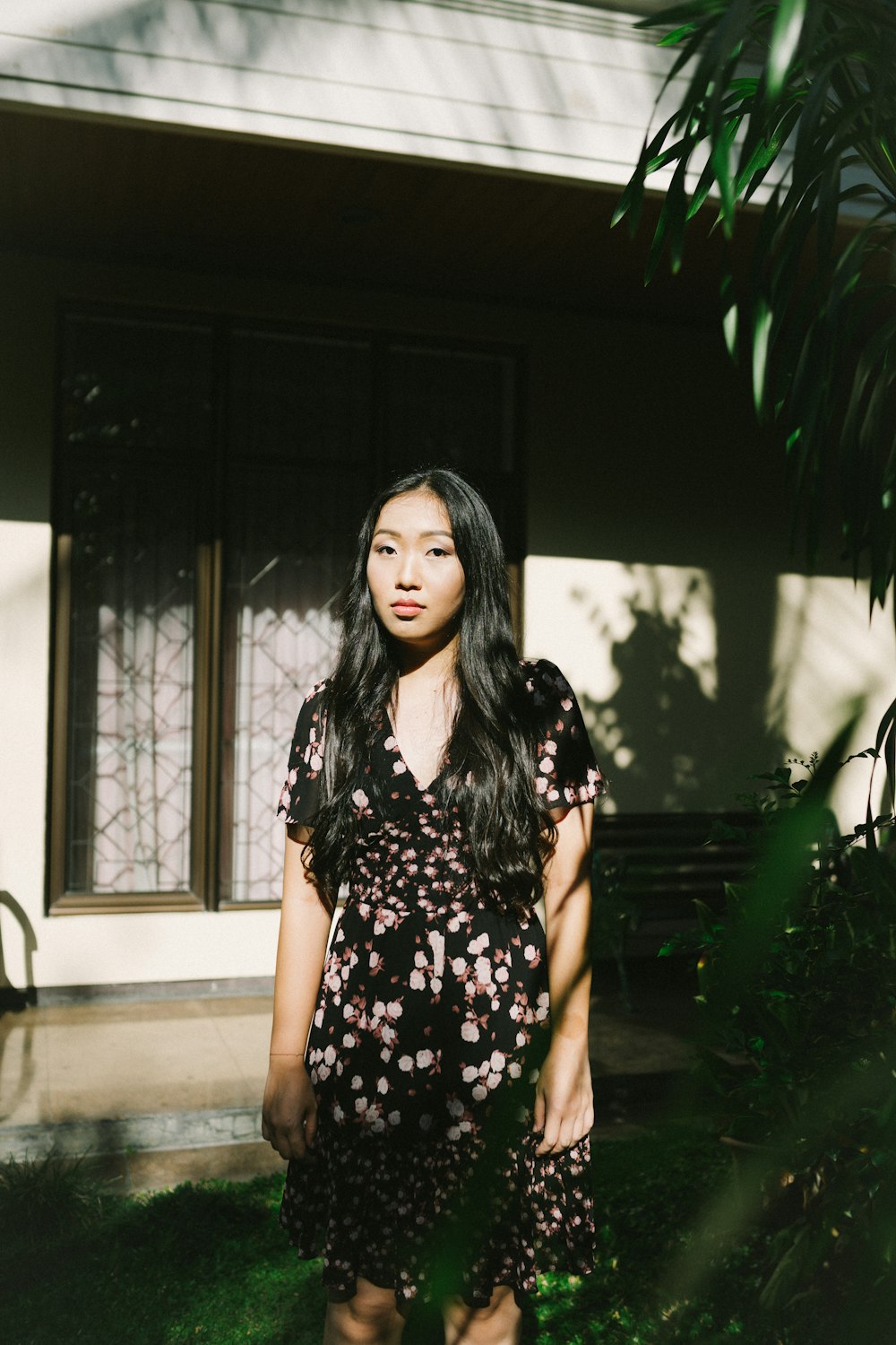 a woman standing outside