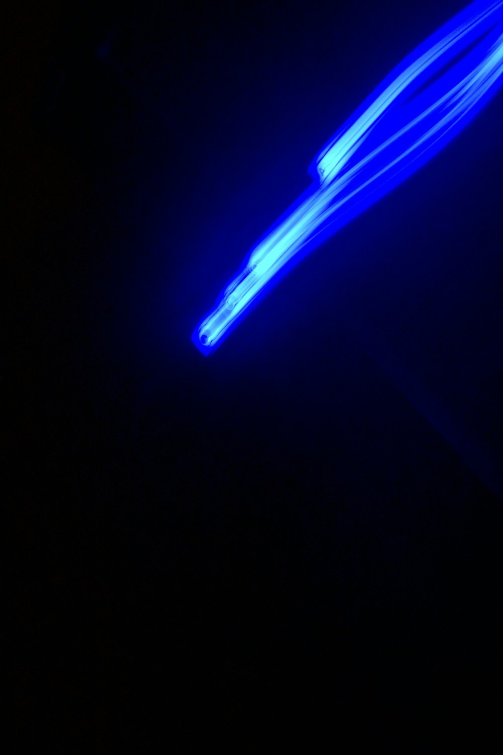 a blue light in the dark