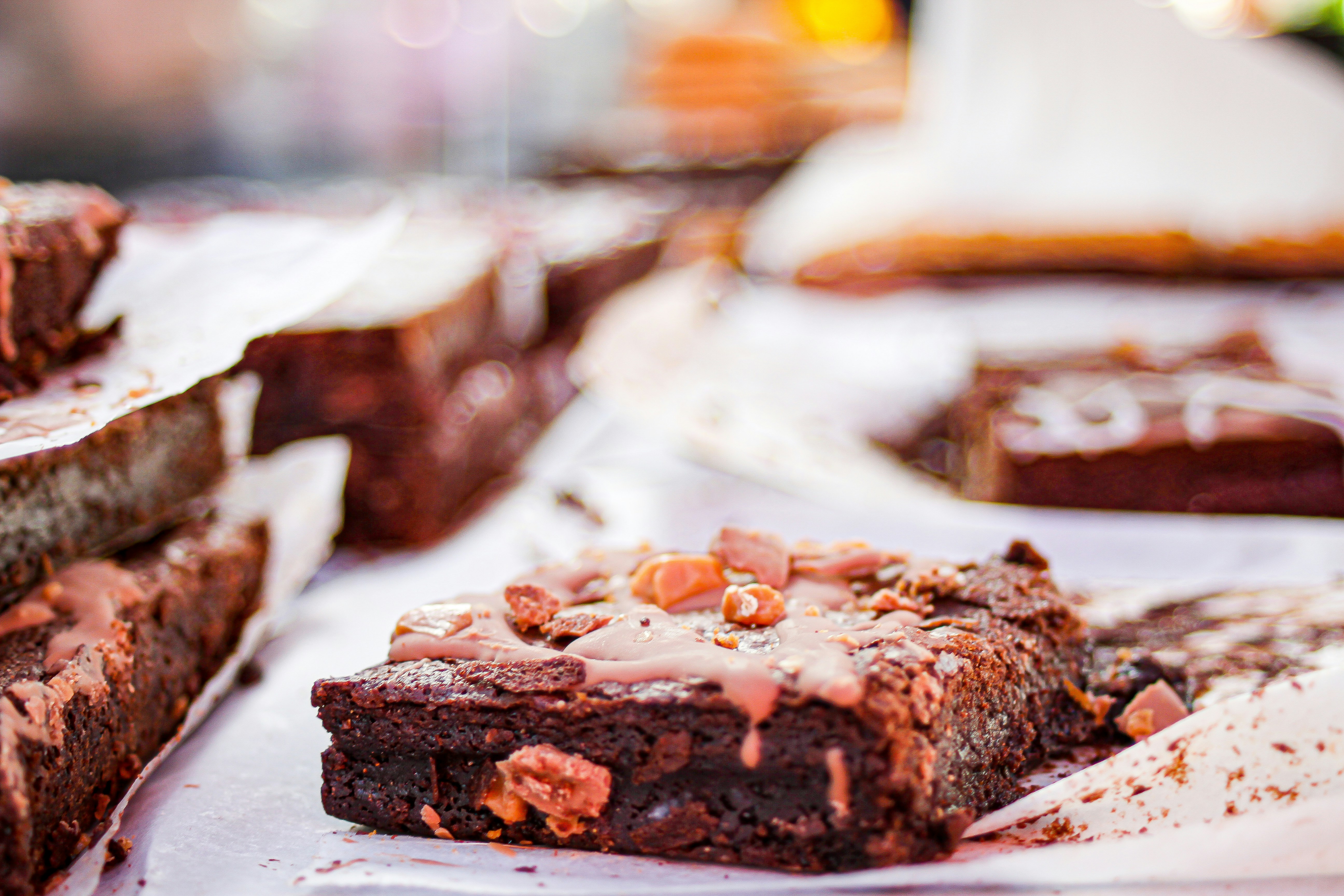 A piece of homemade chocolate brownie