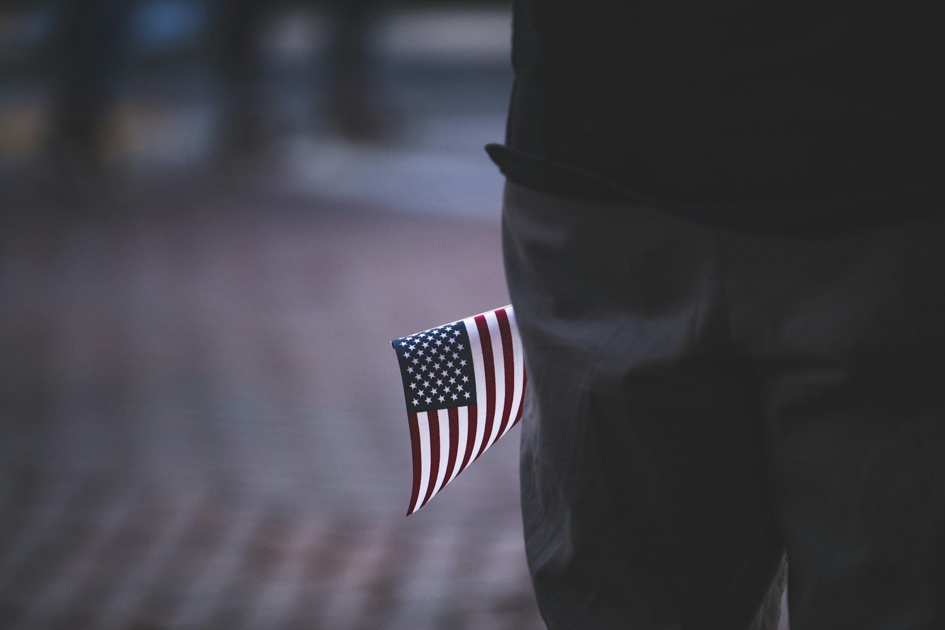 a flag on a person's back
