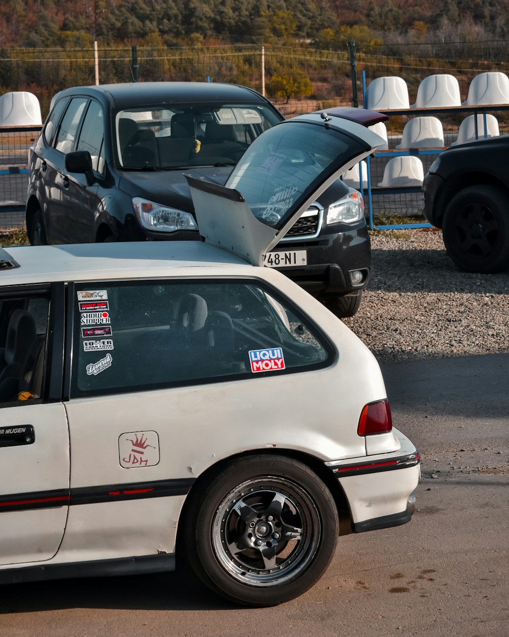 a group of cars parked