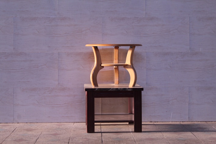 A beautifully crafted wooden step stool.