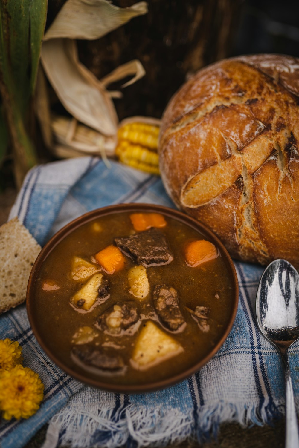 a bowl of soup next to a bowl of soup