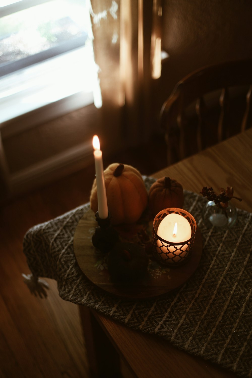 a table with candles on it