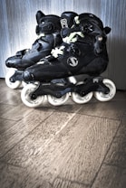 a black and white baby stroller