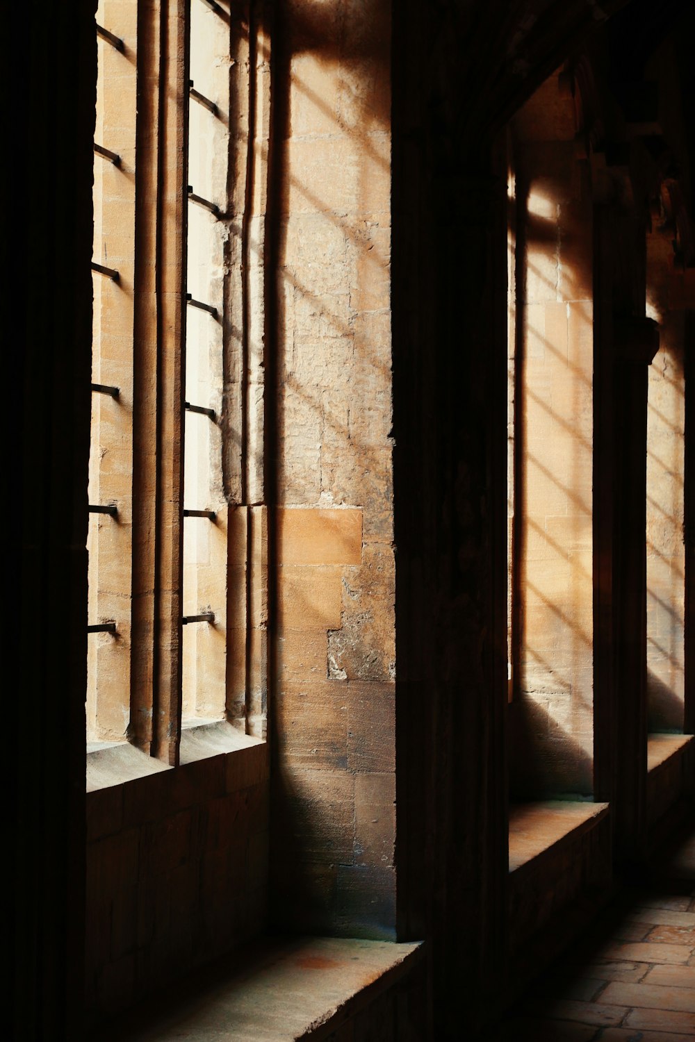 a doorway with a brick wall