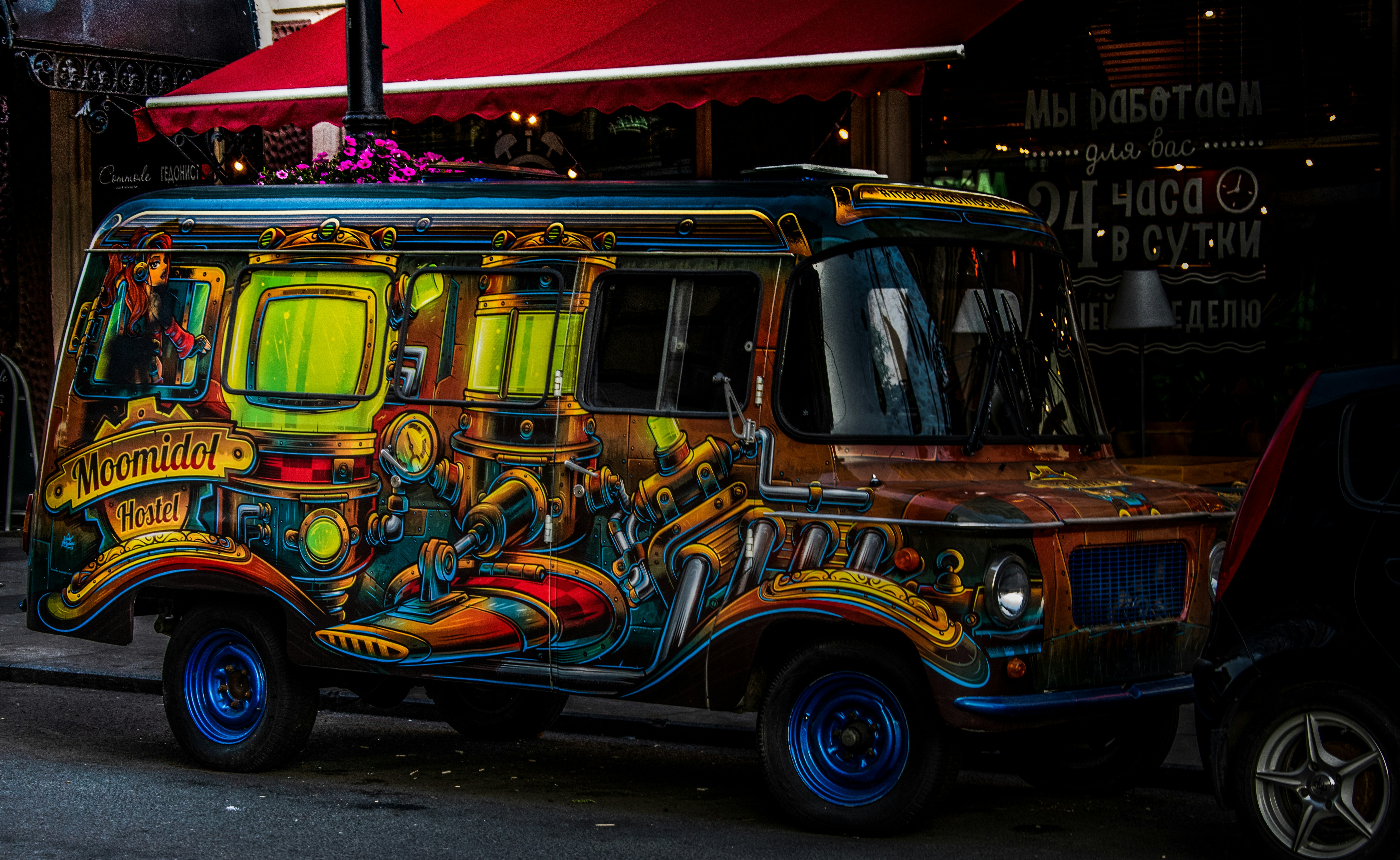 a van with a painting on it