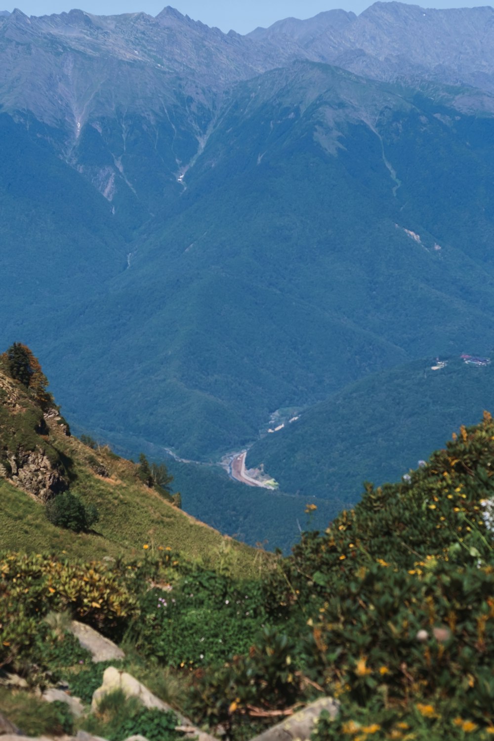 a valley between mountains