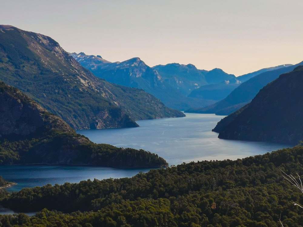 a lake surrounded by mountains