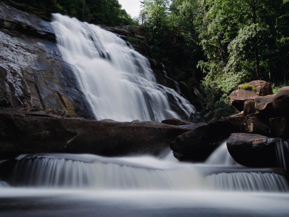 a waterfall over rocks