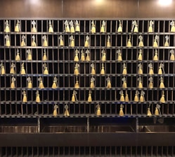 a group of birds on a rack