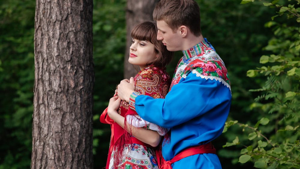 a man and woman hugging