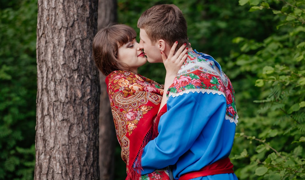 a boy and girl hugging