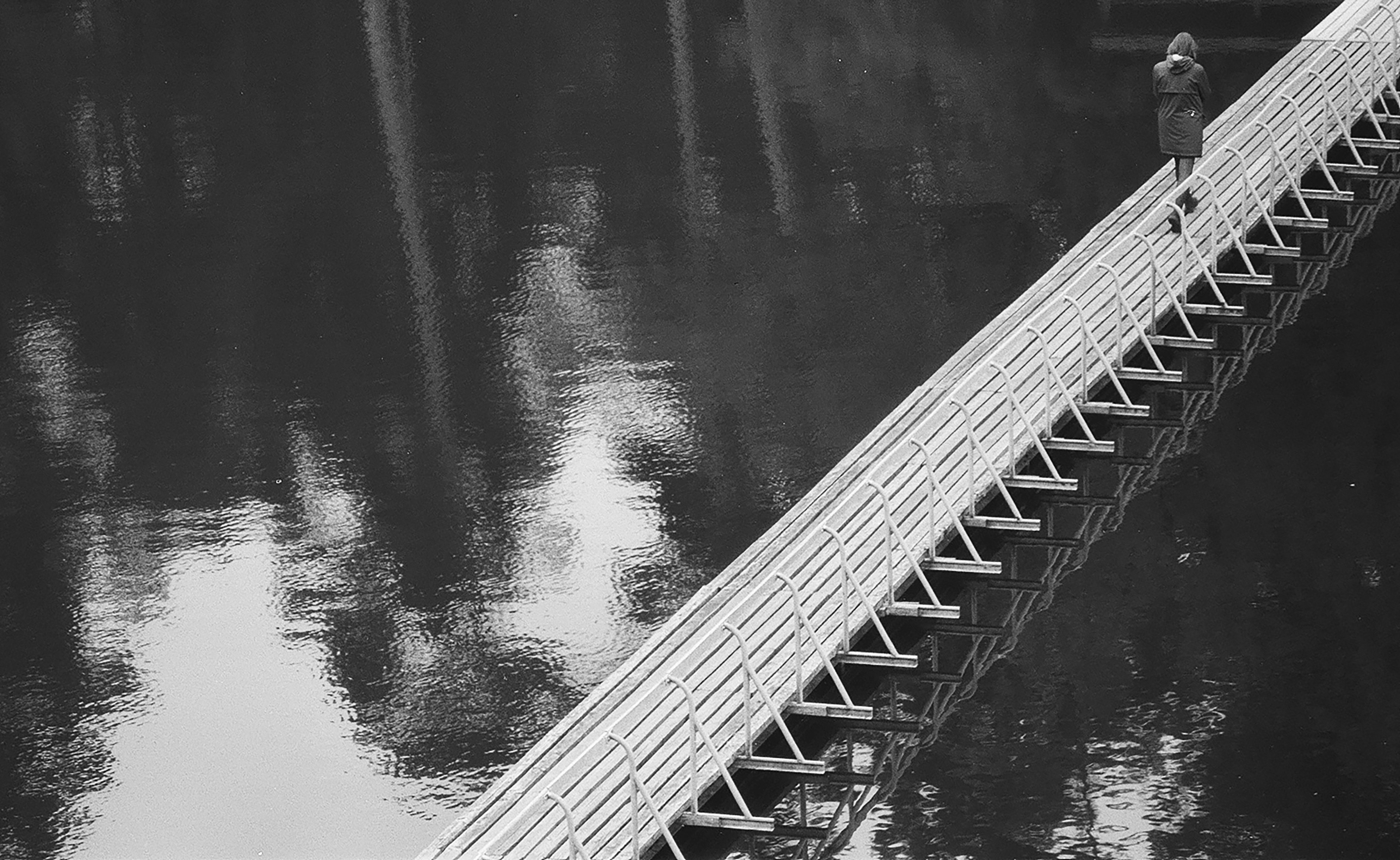 a person standing on a bridge