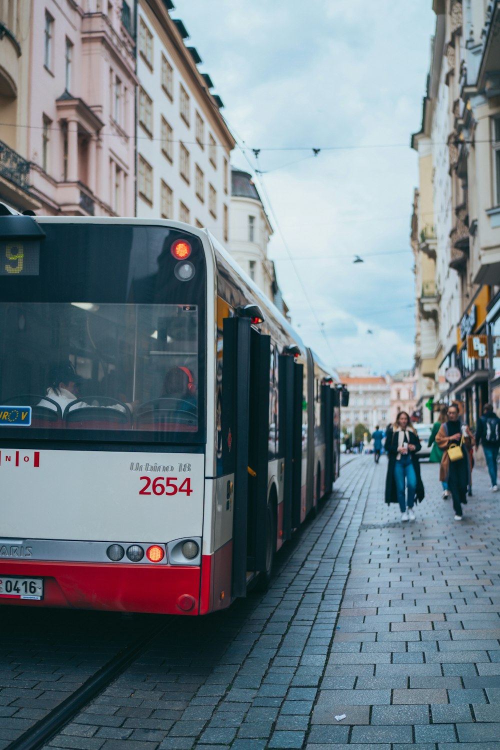 a bus on a city street