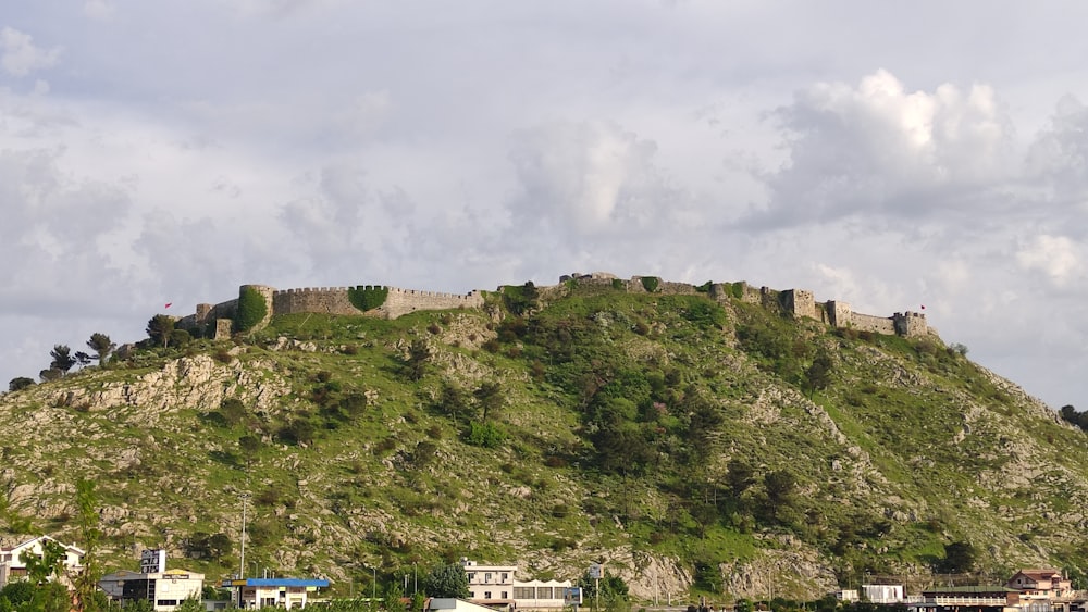 a hill with buildings on it