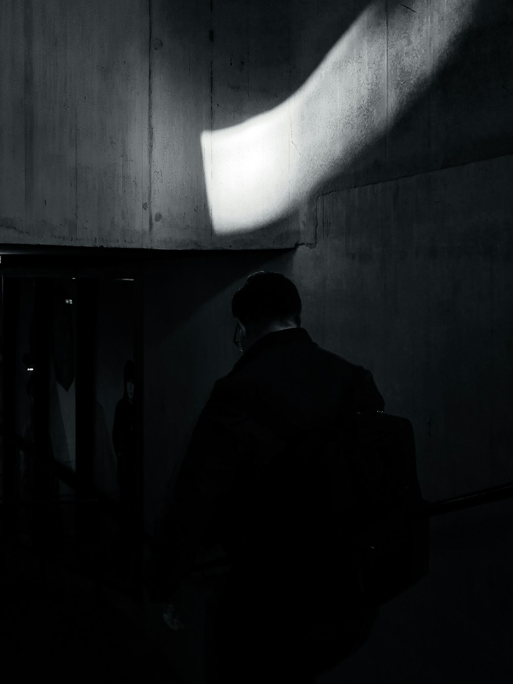 a person in a dark room