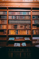 a library with books on shelves