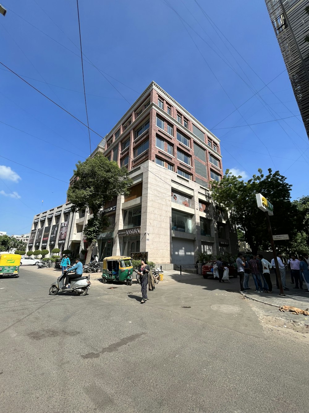 a group of people on a street