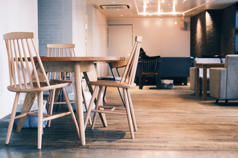 a room with chairs and tables