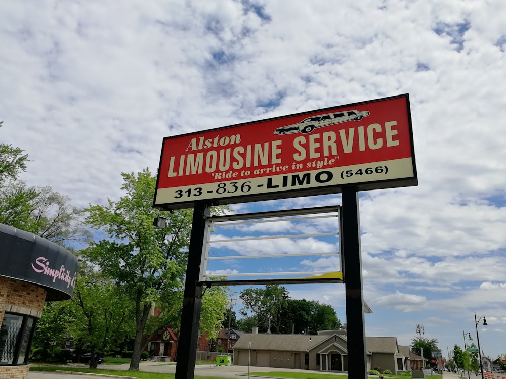 a sign with a red and white sign