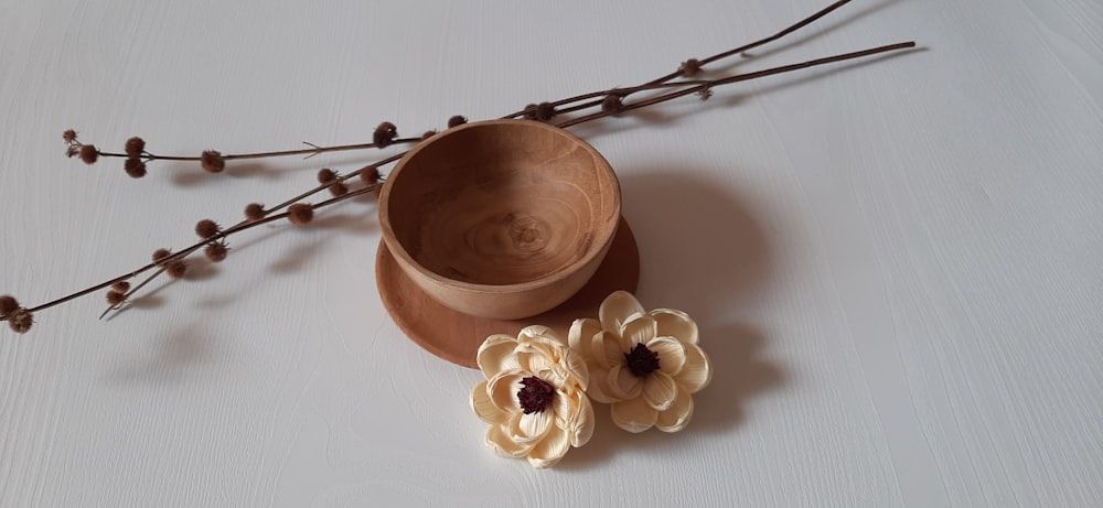 a bowl of tea with a spoon