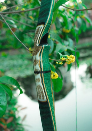 Close-up of beautifully handcrafted hair bows and ribbons arranged on a rustic wooden table