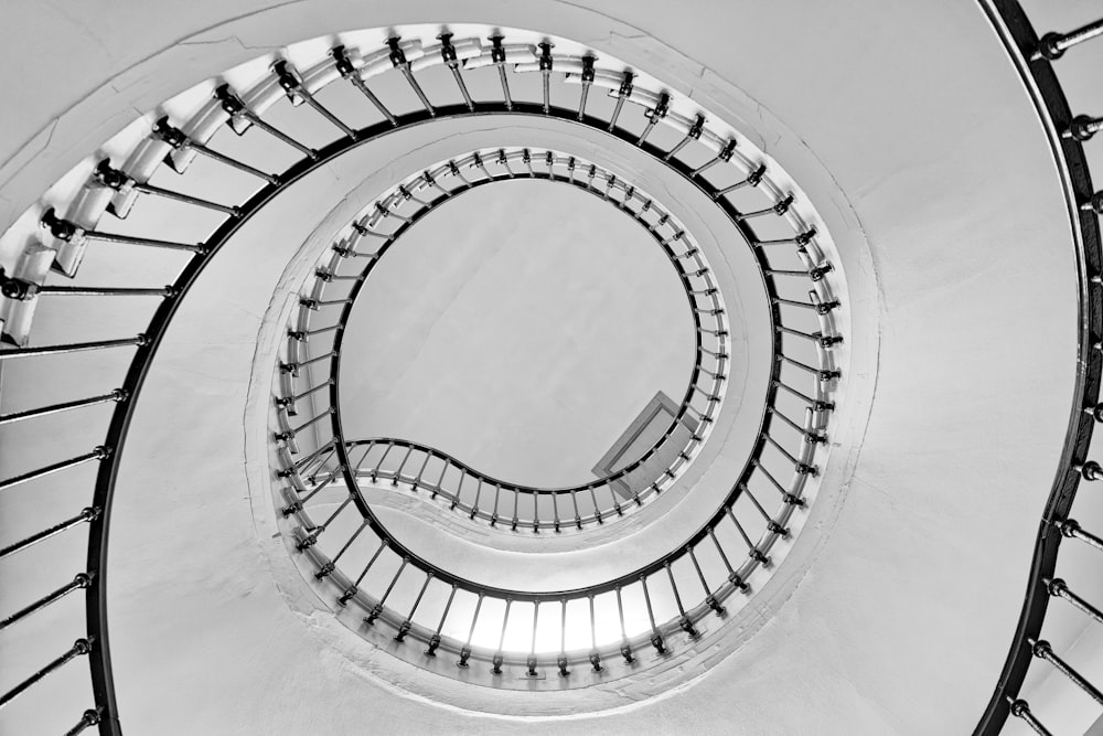 a spiral staircase with a spiral staircase