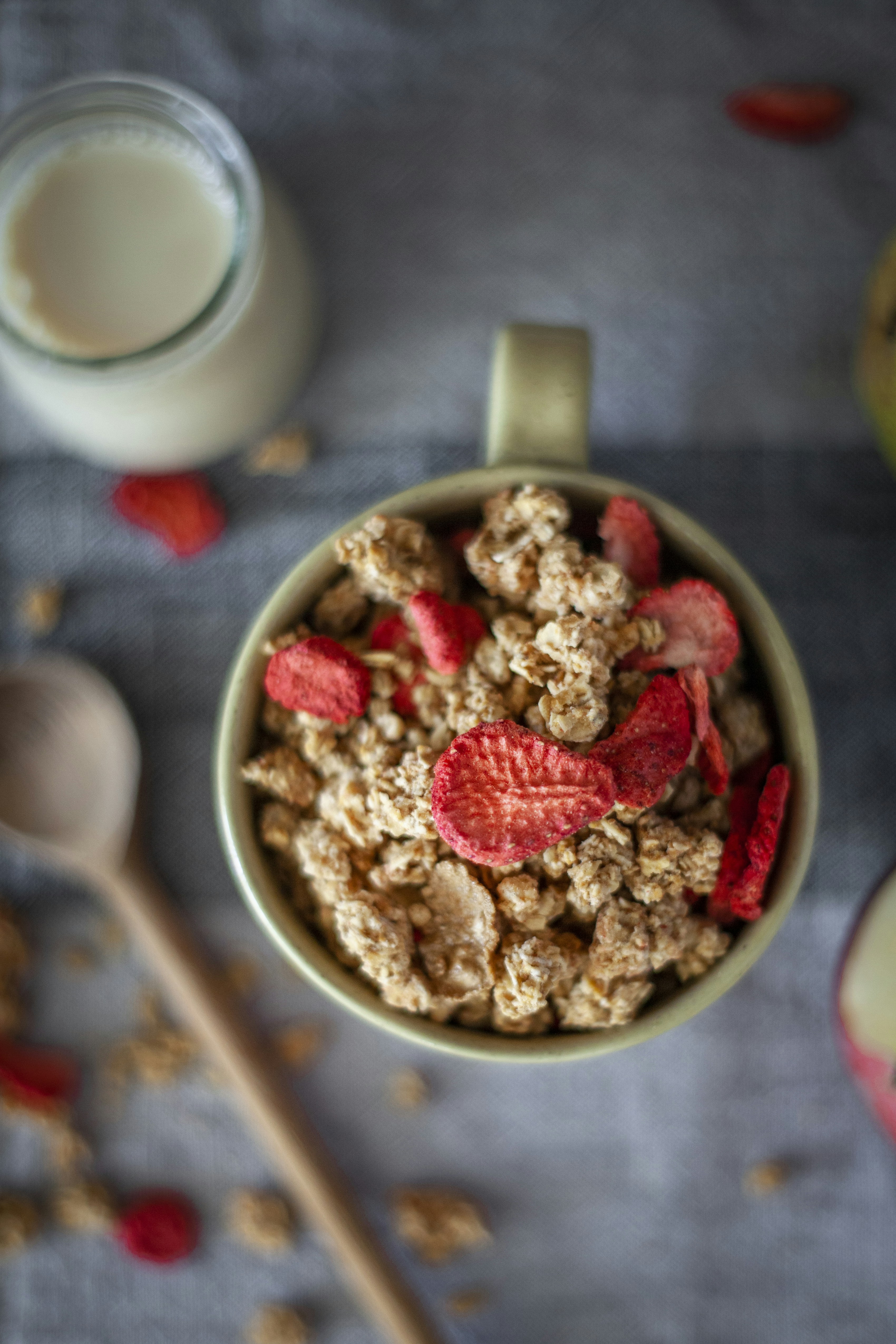 a bowl of cereal with milk