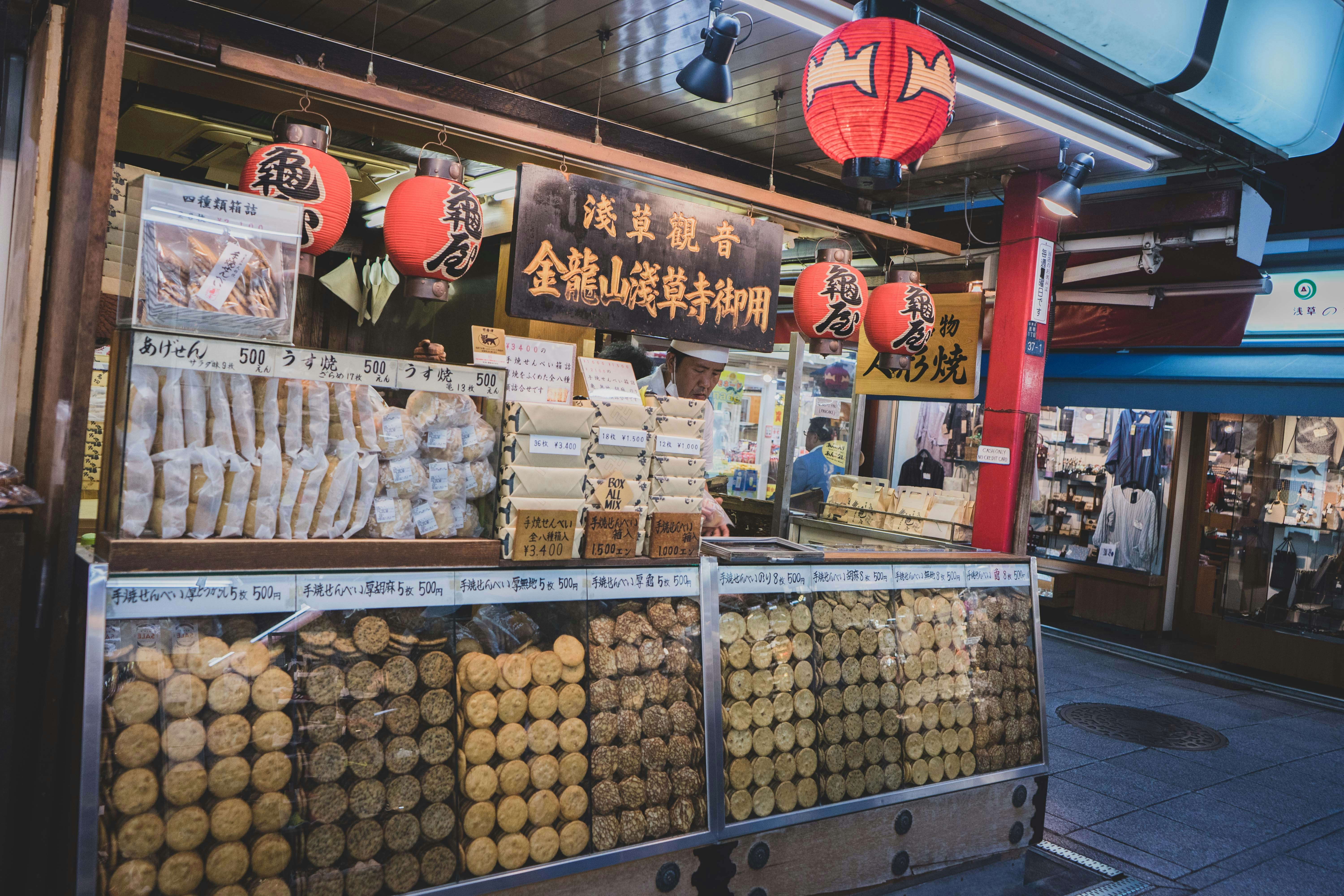 a store with a display of donuts