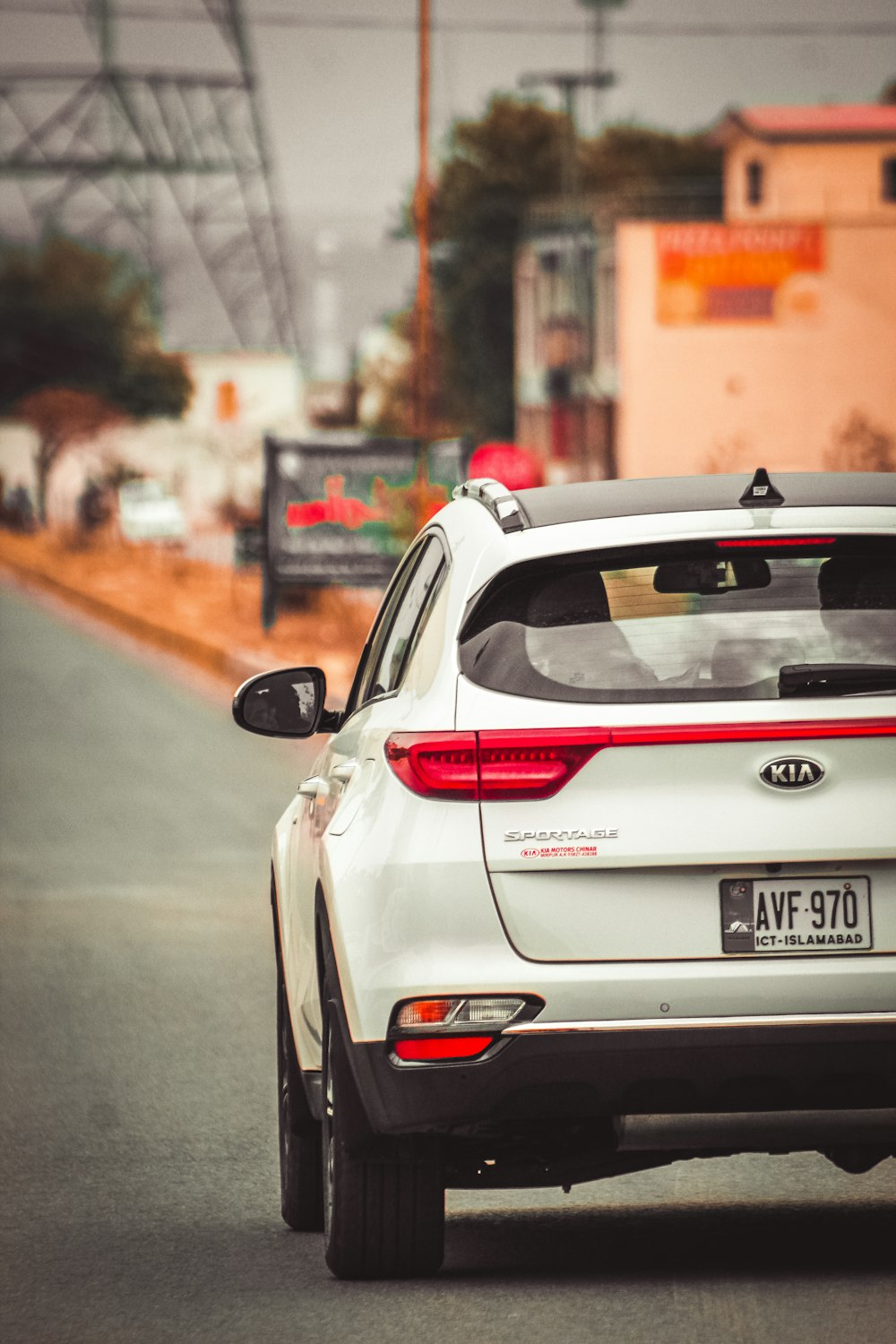 a car driving on a road