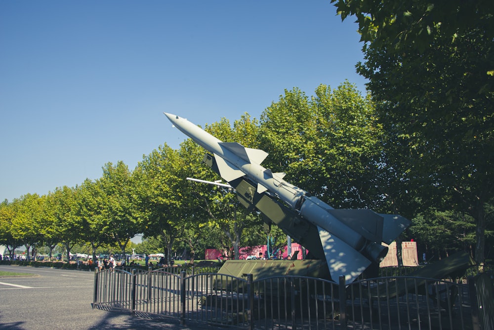 a large statue of a jet