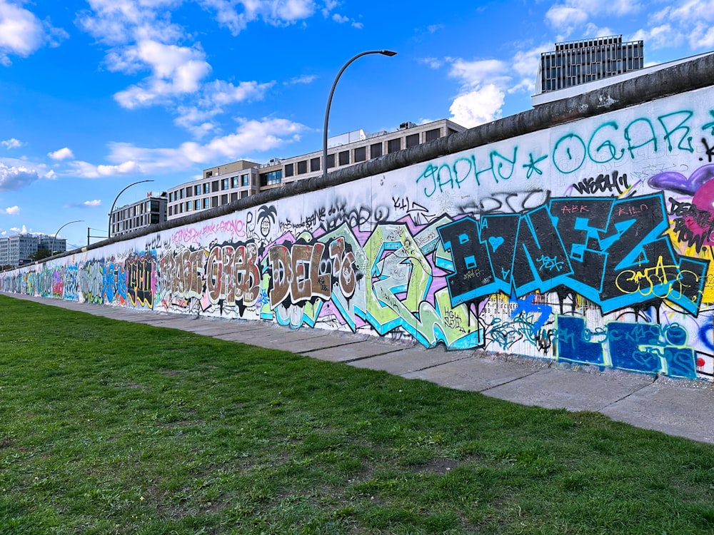 a wall with graffiti