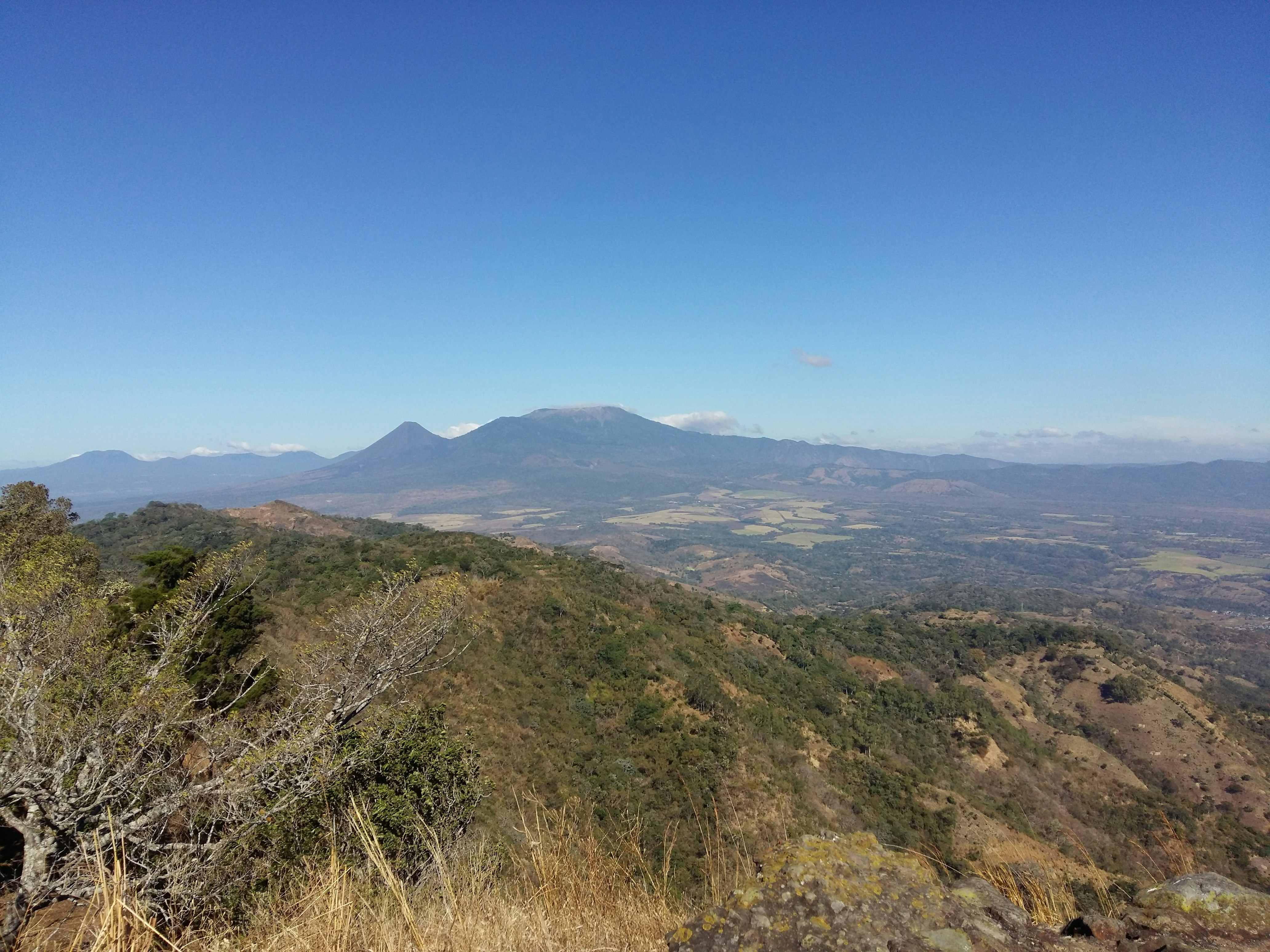 a landscape with hills and trees