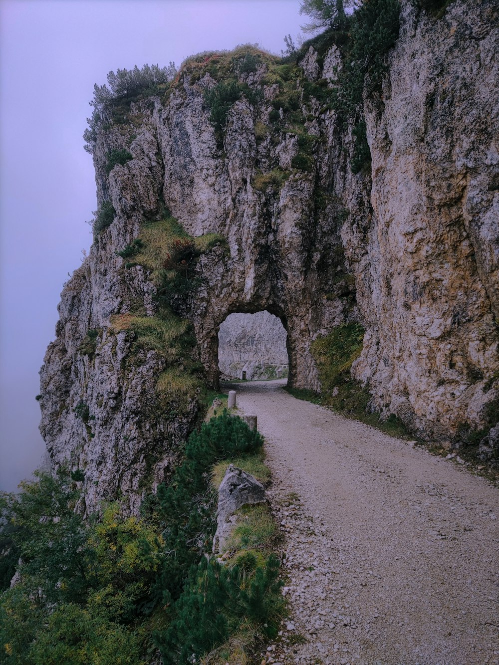 a road going through a cliff