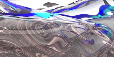 Close-up of a swirling blue and gold resin art piece with intricate patterns.