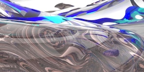 A modern mixed-media artwork blending metallic accents with soft pastels on a large canvas.