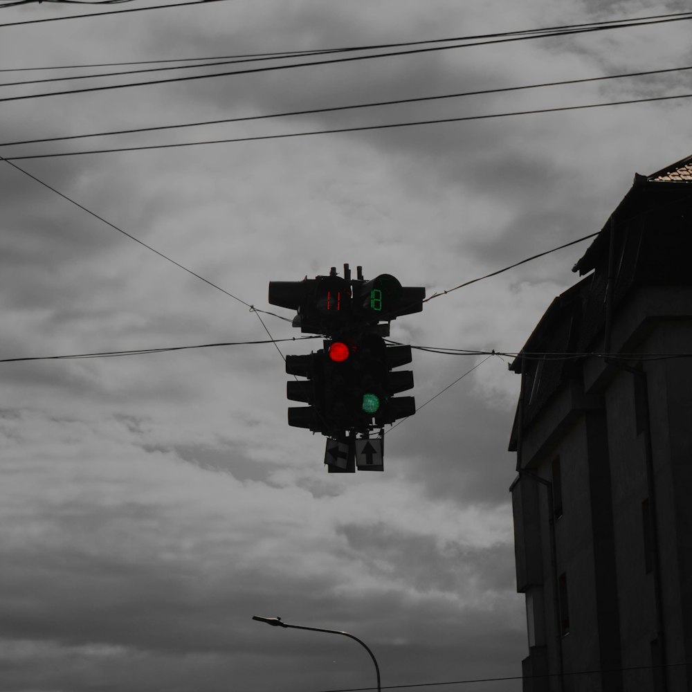 a traffic light with green