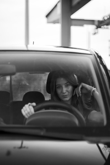 a person in a car