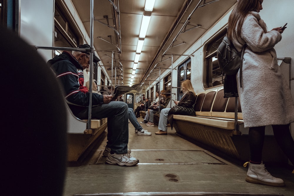 a person sitting on a train