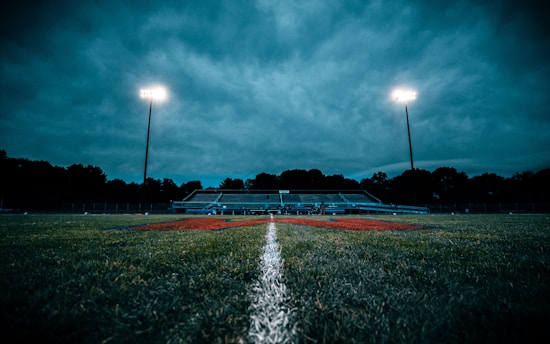 a field with a fountain in it