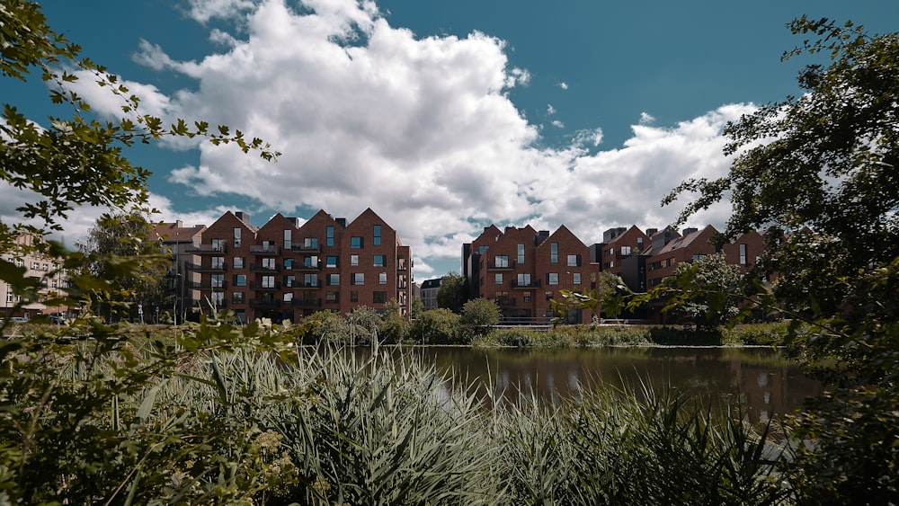 a body of water with buildings along it