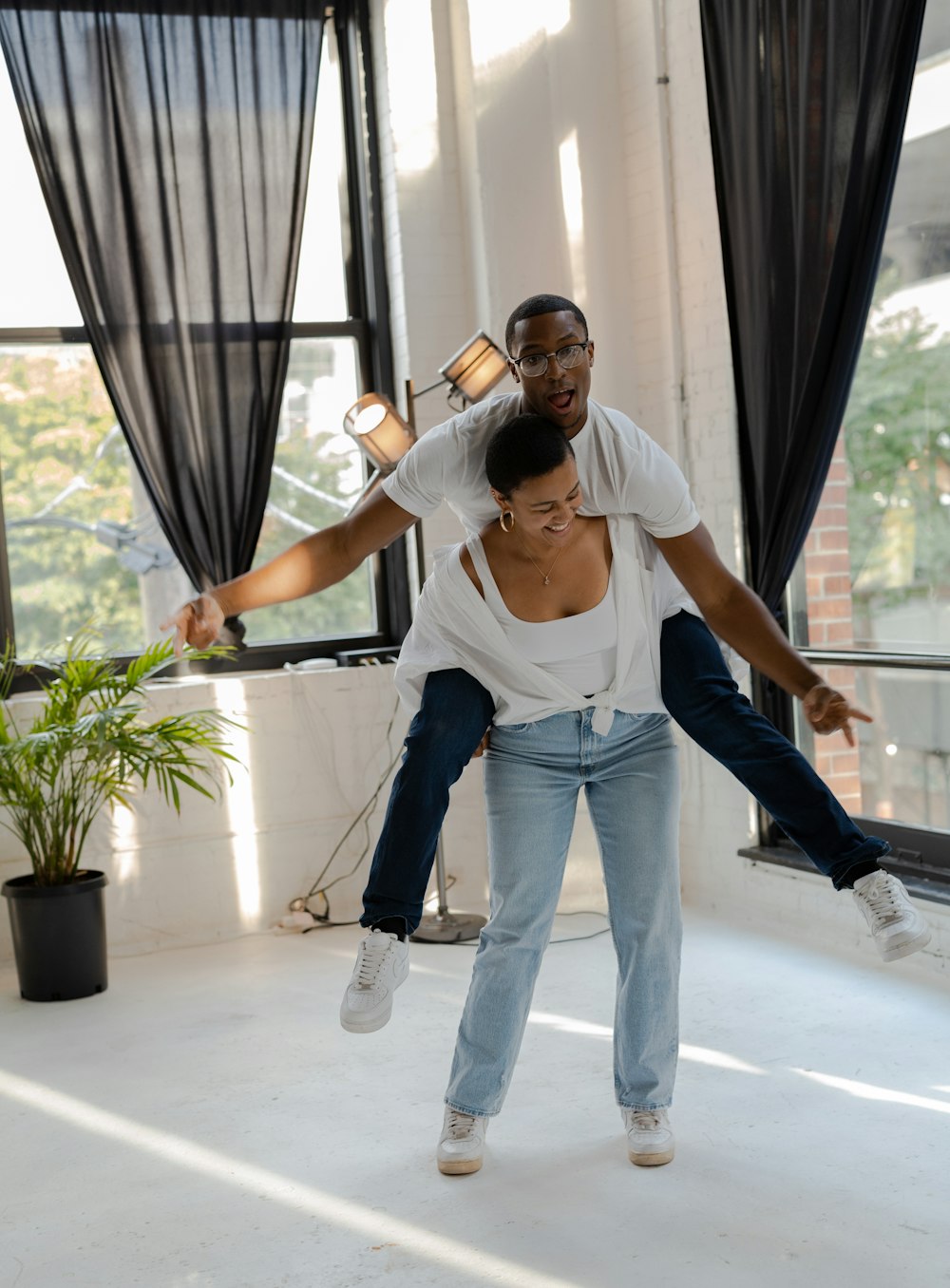 a man and woman dancing